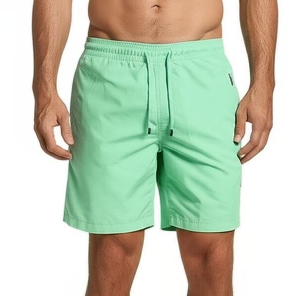 Faconnable Swim Trunks Mens Size Medium Mint Green Azur Elastic Waist Mesh Lined